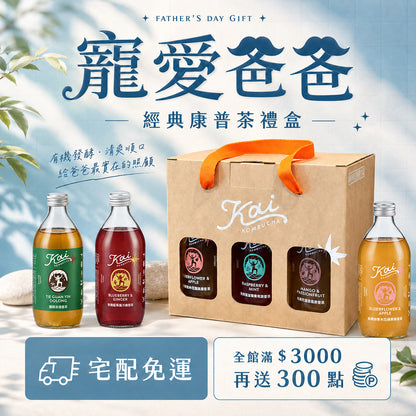 經典綜合康普茶禮盒(六入)｜寵愛爸爸送禮首選｜宅配免運